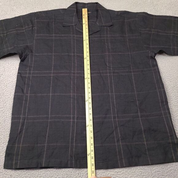 Godbody Collection Shirt Mens XL Black Plaid Linen Oversized Button Up Camp - Picture 9 of 12